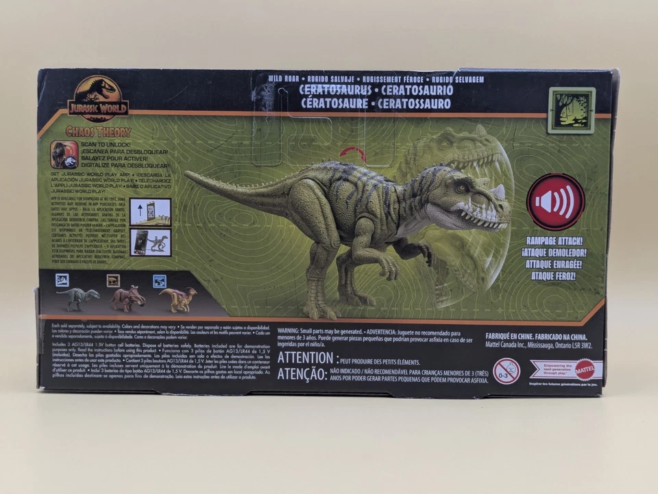 Mattel Jurassic World Chaos Theory Epic Evolution Wild Roar Ceratosaurus HTK74 - Изображение 2 из 4