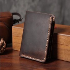 Handmade Men's Wallet Crazy Horse Genuine Leather Card Holder for Men