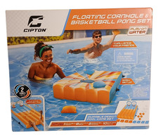 Cipton Floating Cornhole Basketball Pong Set 2-in-1 Inflatable Pool Water Game