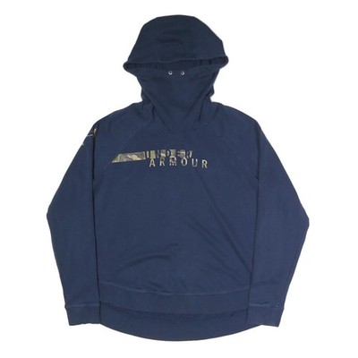 UNDER ARMOUR Damen Kapuzenpullover XL Baumwollmix Dunkelblau Camouflage Logo