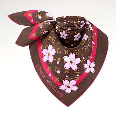 Louis Vuitton TM Scarf Bandana M96102 Cherry Blossom Monogram Silk