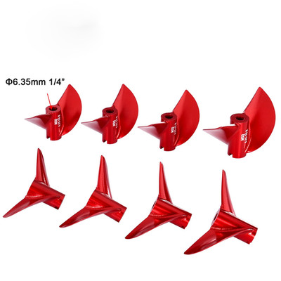 1pc CNC 6.35mm 1/4'' Red Aluminium Alloy Propeller Left/Righ for RC Boat