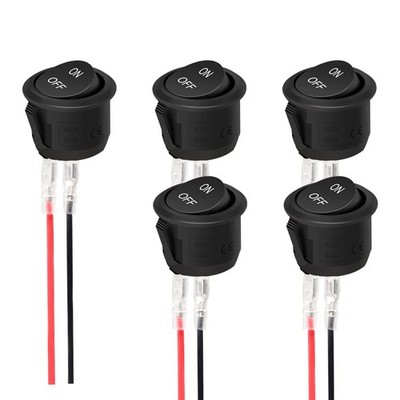 TWTADE 5PCS 12V Rocker Switch ON/Off Latching Round Toggle Switch SPST 2Pin w...