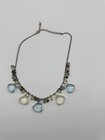 Vintage Faceted Gold Tone Crystal Necklace Citron and Blue — photo 1