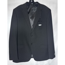 DKNY Men's Suit Jacket Duran Black Fully Satin Lined 2 Button NWT 44R