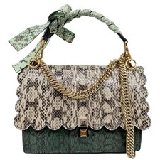 FENDI Kan I Medium Scalloped Embossed Shoulder Bag Green