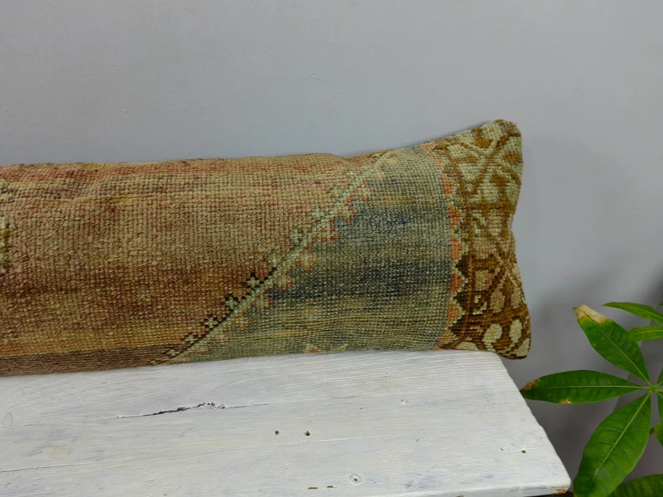 12x48 Turkish Kilim Pillow Cover - Long Lumbar Throw - Vintage Boho Cushion - Image 4 of 4