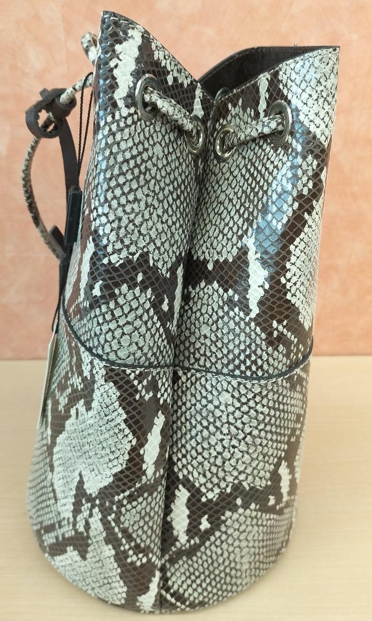 Python Pattern Leather Drawstring Shoulder Bag Ma… - image 3