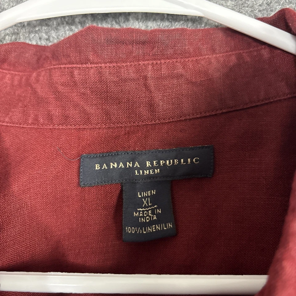 Banana Republic Linen Shirt Mens Size XL Red Brick Casual Classic - Image 3 of 4
