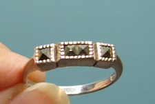 Vintage 925 Silver Band Ring With Marcasite Size 6