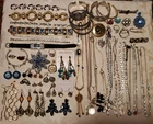 Vintage Mod Retro Mixed Lot 50+ Pieces Rhinestone Crystal Costume Jewelry