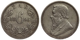 South Africa 6 Pence 1896 ZAR Silver