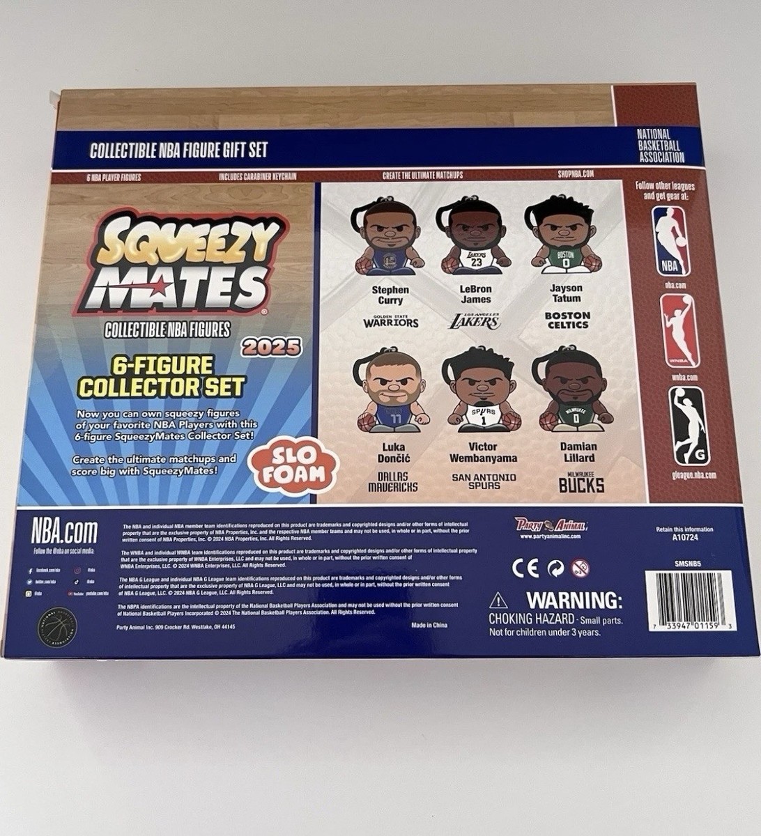 NBA Squeezy Mates 2025 6 Figure Collector Set - Keychains - New in