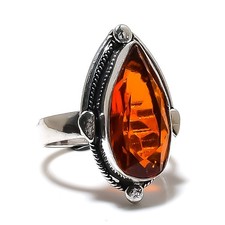 Citrine Gemstone Handmade 925 Sterling Silver Jewelry Ring Size 8 M229