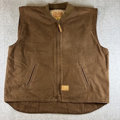 C.E. Schmidt Workwear Brown Canvas Men s 2XLR Vest Sherpa Lined Full Zip