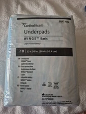 1 Package Of 10 Cardinal Health Underpads Wings Basic Light Absorbency 23x36 in.
