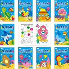 Hebayy 10 Pack Coloring Books for Kids, Ocean Theme Page with white
