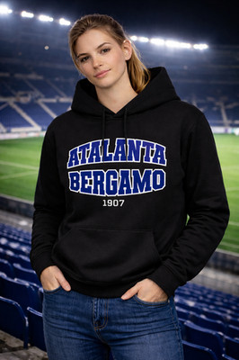 Bergamo 1907 Hooded Sweatshirt Black Color Print 80% Cotton 20% Polyester