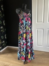 Monsoon multicolour floral strappy cotton maxi dress size 8