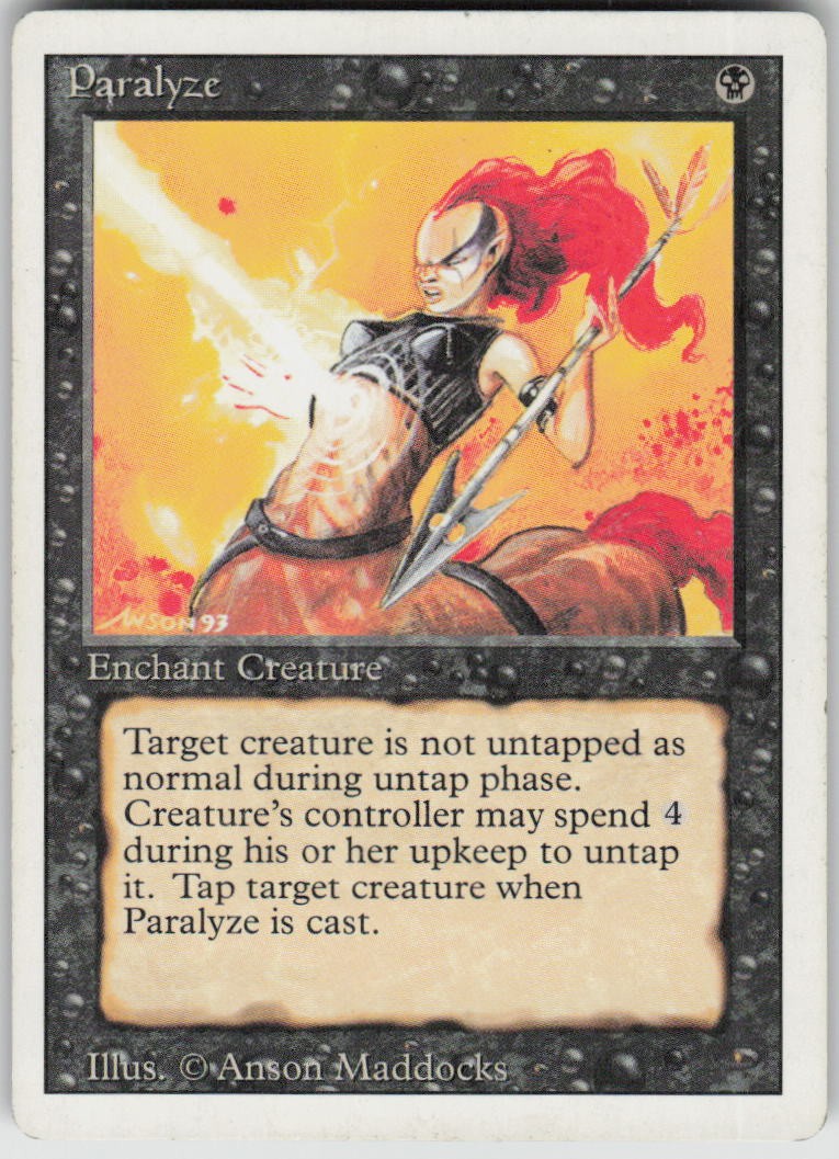 Paralyze Common Revised Edition Magic: The Gathering Lightly Played