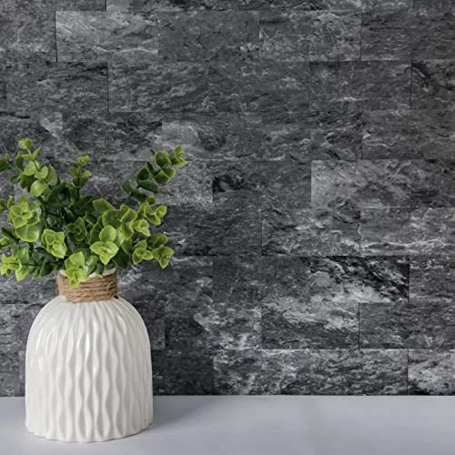 -Hoja Pelar y Pegar Salpicadero PVC Azulejo de Pared, 11.4"x13.5" 10 Granito Oscuro Foto 2 de 4