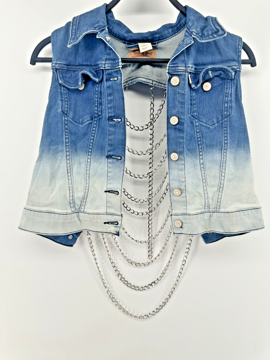 Levis Angel Brinks Inspired Backless Chained Jean Vest Jacket