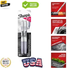 Sharpie Metallic Permanent Markers, Fine Point, Silver, 2 Count