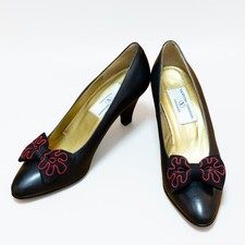Valentino Garavani Ribbon Pumps Leather Black Women's Size EU36.5/US6.5