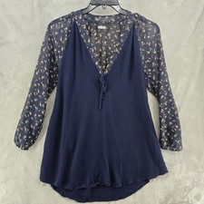 Reformation Size XS Sarafina Blue Mini Dress Sheer Floral Sleeves
