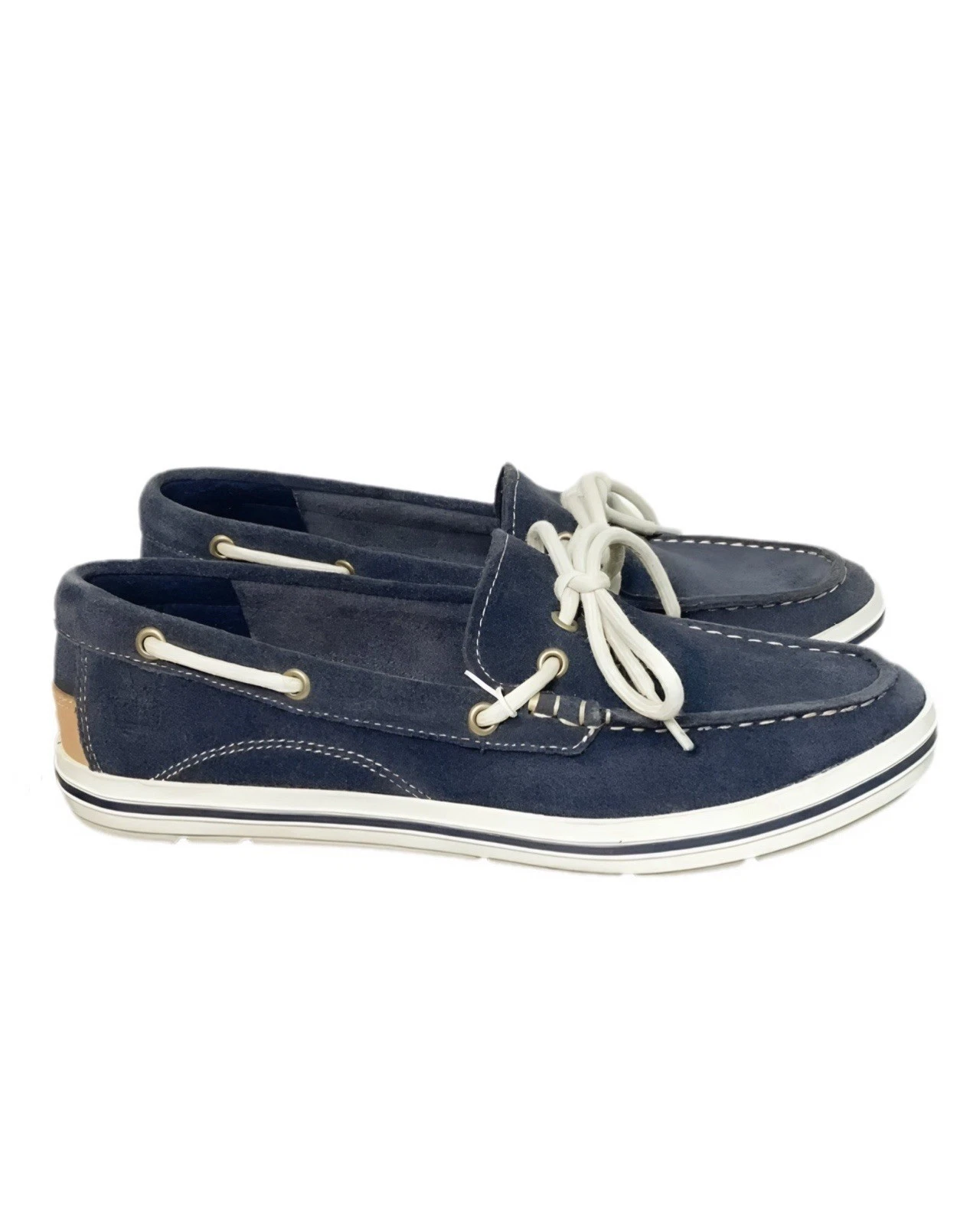 Timberland mocassini blu navy scarpe da barca in pelle UK4