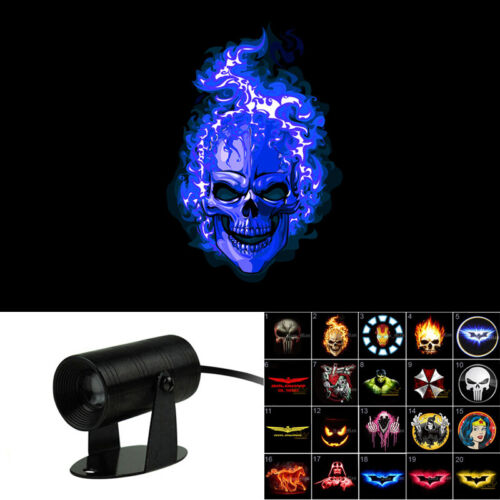 Blue Flaming Skull Ghost Rider Logo Motorcycle Laser LED Light Projector - Picture 1 of 5