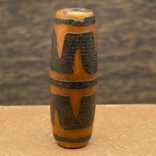Tibetan Dzi Bead Pendant Three Nine Eye Agate Necklace Amulet Antique Jewelry