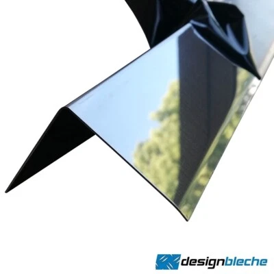 DESIGNBLECHE Edelstahl Winkel Spiegeloptik 2 Fach gekantet 0,8mm Abdeckleiste L-Profil bis 2m