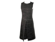 Chanel Black Tweed and Metallic Sleeveless Midi Dress Size 40