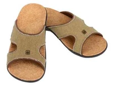 Spenco Women's Kholo Canvas Straw/Java/Cork Slide Mule Sandals Medium
