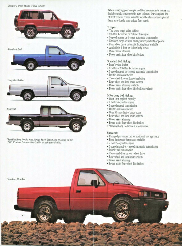 Original 1990 Isuzu Pickup, Spacecab & Trooper Fleet Manager Mailer