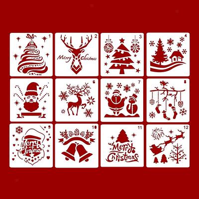 12 Stück Weihnachtsschablonen Schablone wiederverwendbar für Karosserie Tür Zeichnung