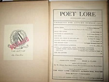  POET LORE autumn 1904  play Monna Vanna  by Maurice Maeterlinck noble recipient