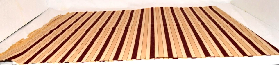 Vintage Beige and Brown Velvet Stripes in Rayon Fabric Remnant 60" x 22" - Image 3 of 4