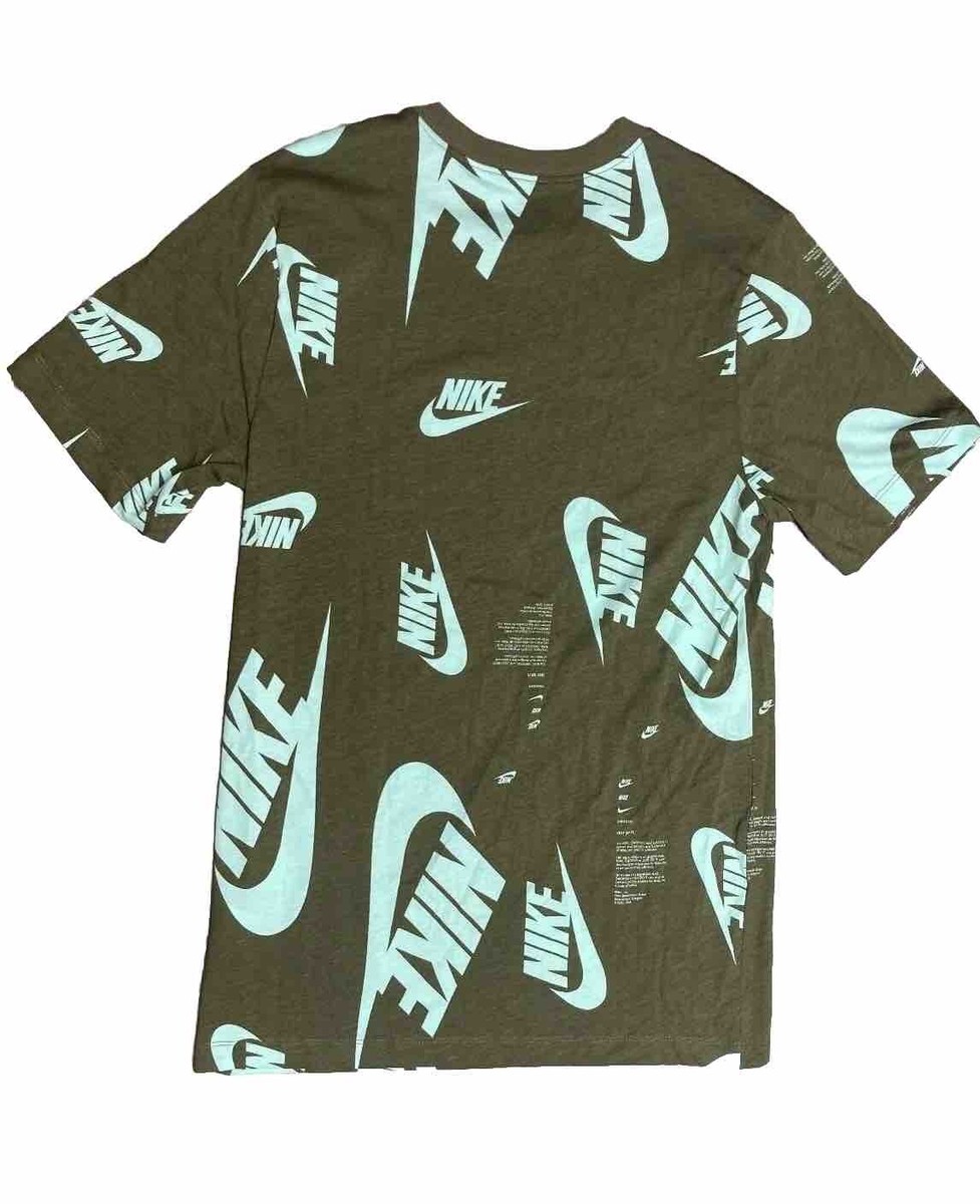 NIKE ハードウェイ Tシャツ　ヴィンテージ Mens Nike Swoosh Sportswear Allover Print Club T-Shirt Olive