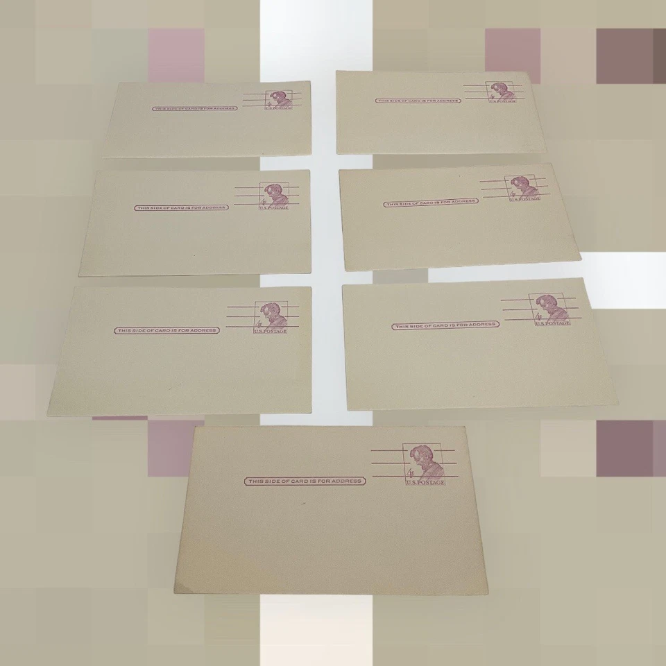 USPS Scott UX48a 4 cent Carmine Rose Abraham Lincoln Postal Card Lot of 7 - Image 4 of 4