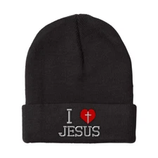 Beanies for Men I Heart Jesus Embroidery Winter Hats Women Acrylic Skull Cap