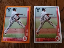 2021 Big League Baseball Orange + Base Lot (2) Rafael Devers - Boston Red Sox