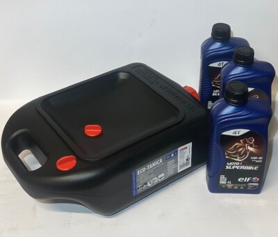 Three Liters Of ELF 10W40 Superbike Motorcycle Oil With Eco Oil Change Can