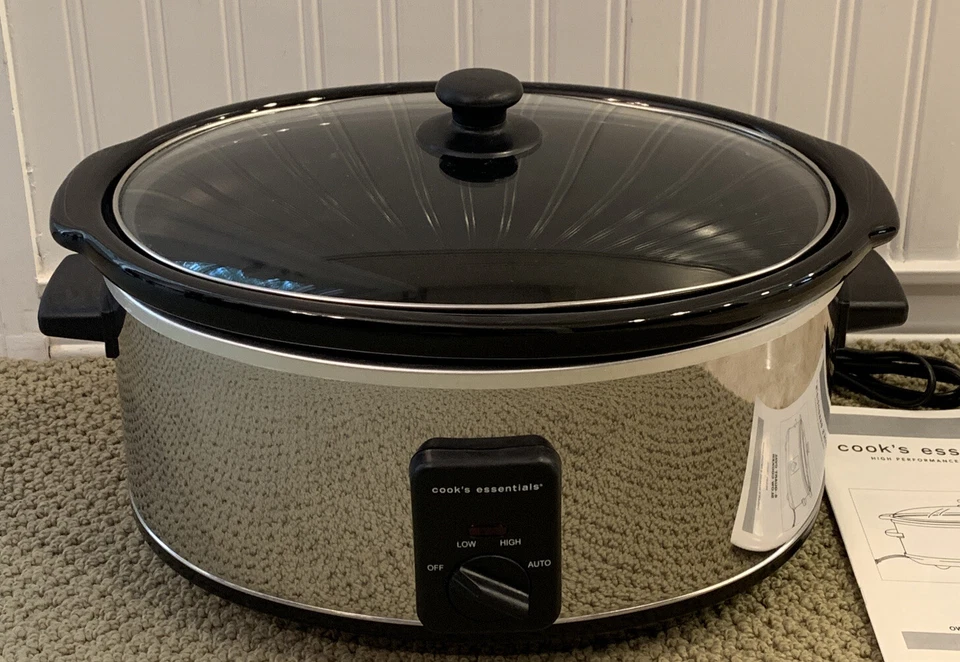 NWOB Cook's Essentials 6-QT Slow Cooker Electric Chrome Model CESC6 Never Used - Image 2 of 4