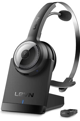 LEVN Wireless Headset, Bluetooth 5.2 Headset with Microphone AI Noise Cancelling