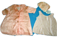 Antiquelot satin baby coat with cap and undergown