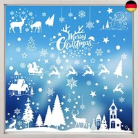 Fensterbilder Weihnachten Selbstklebend, Weiß Fensterdeko Weihnachten Wiederver