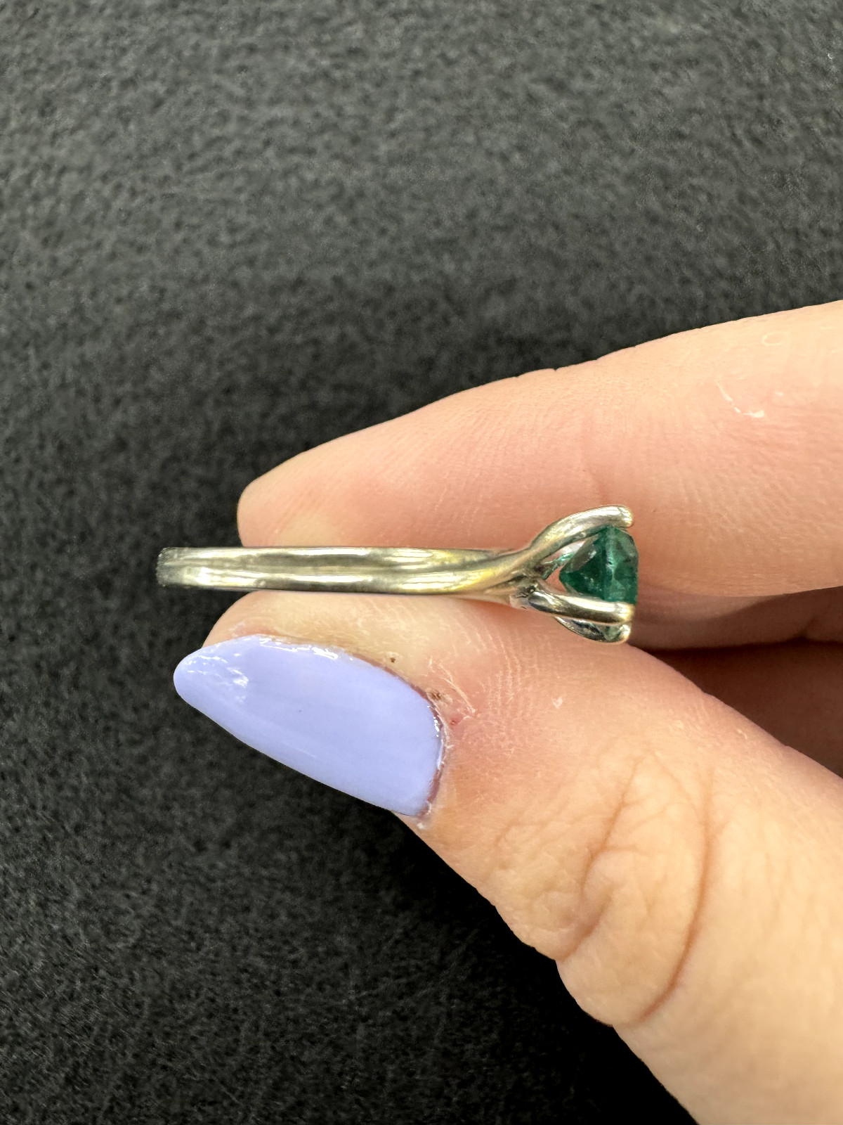 Simulated Emerald Solitaire Ring, 10k White Gold,… - image 10