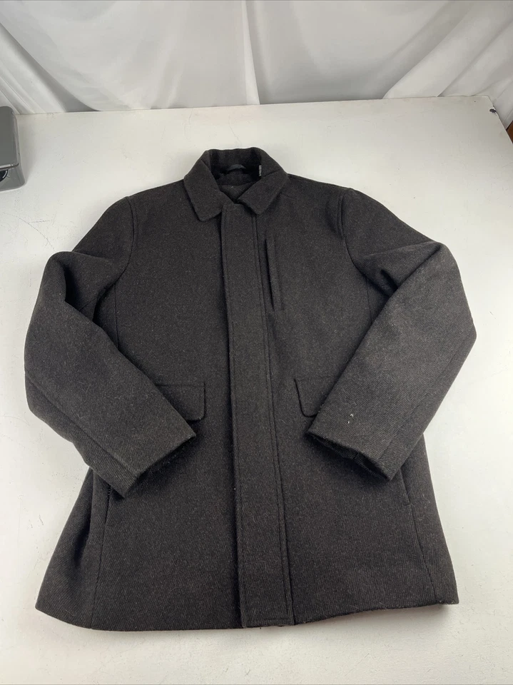 Calvin Klein Wool Blend Coat. Full Zip. Dark Gray. Size Small - Image 2 of 4